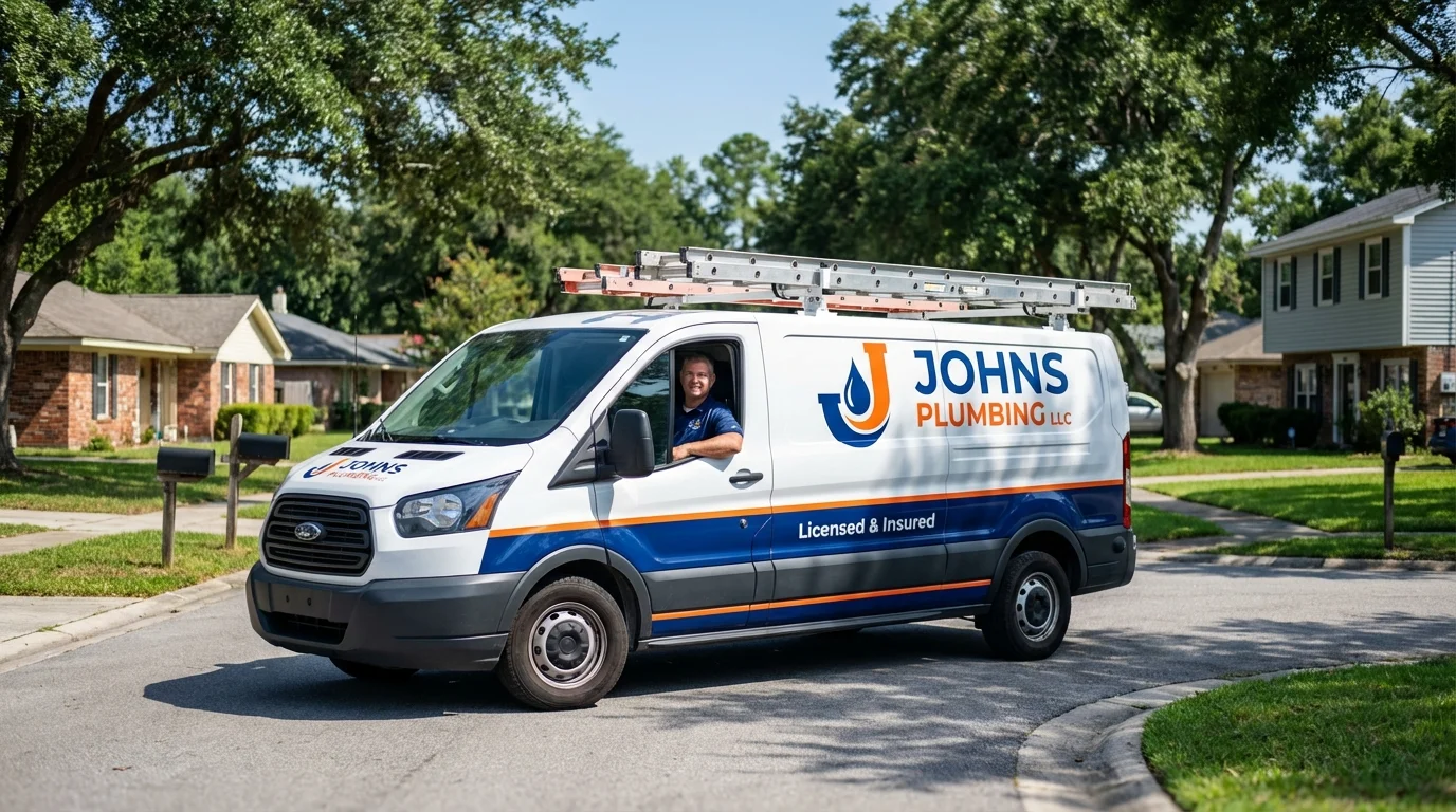 Johns Plumbing LLC service van in Pocahontas, IA