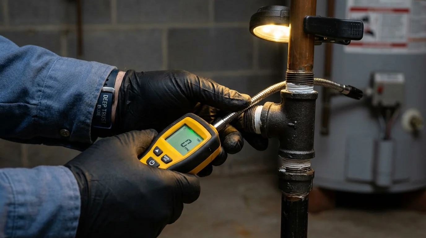 Gas leak detection with electronic sniffer by Johns Plumbing LLC in Pocahontas